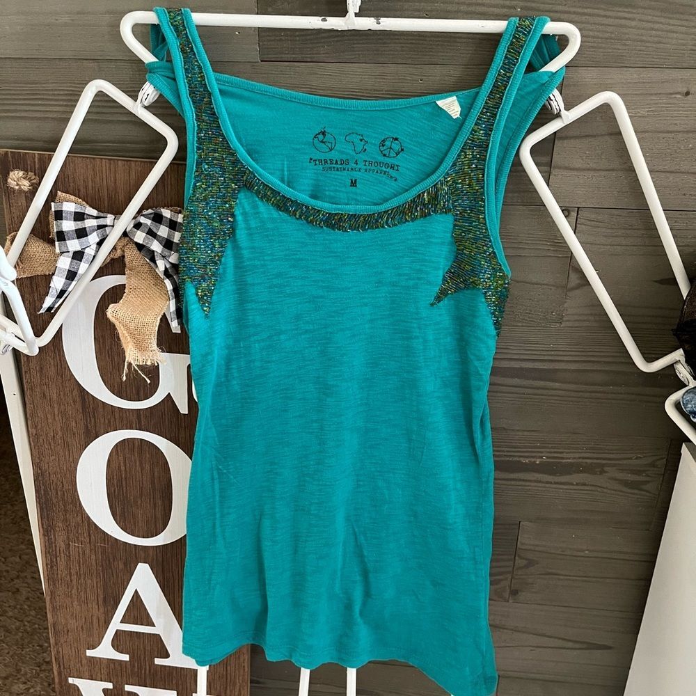 Threads 4 Thought beaded neckline tank top size M